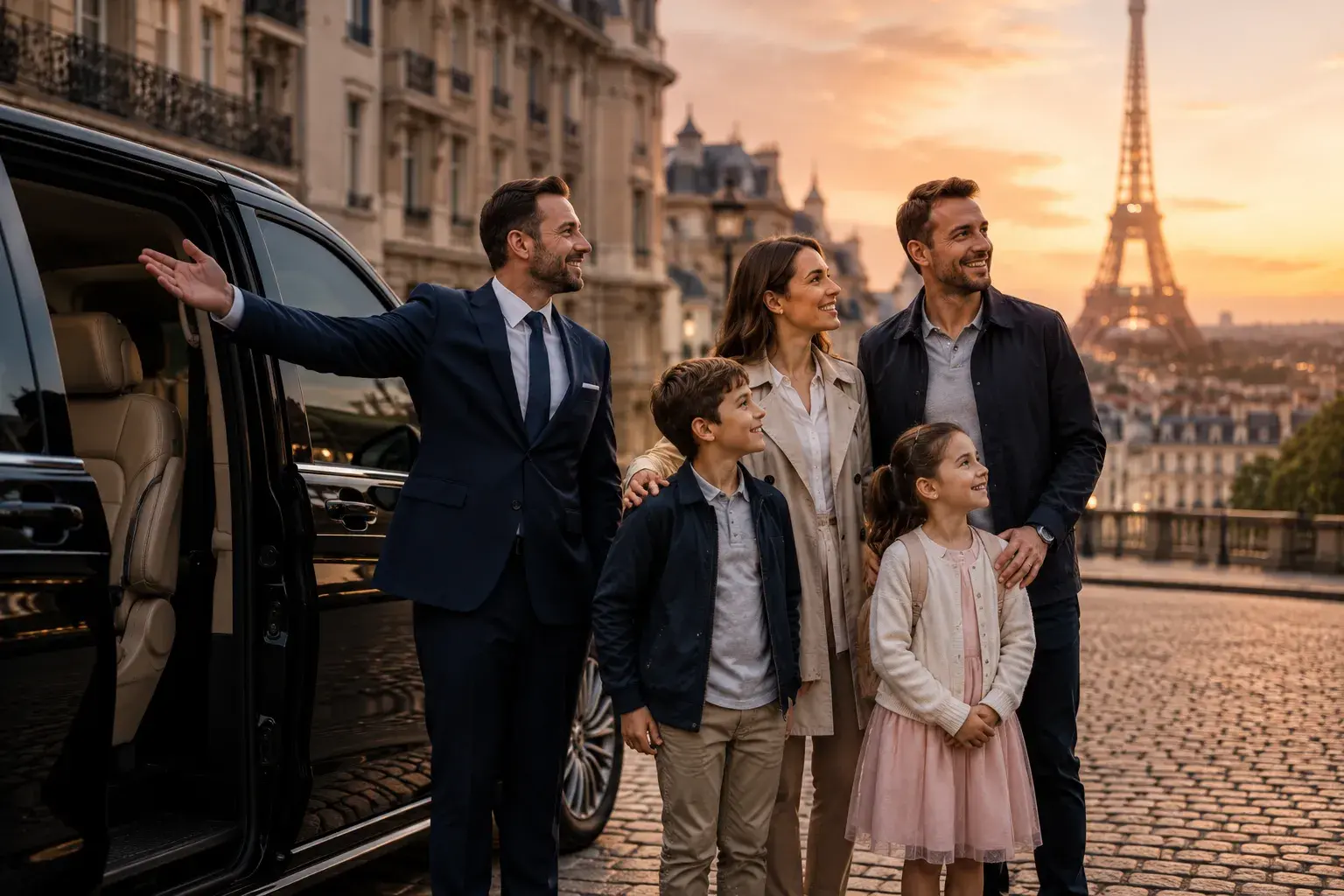 Coche de tour privado turístico recorriendo la ciudad de París